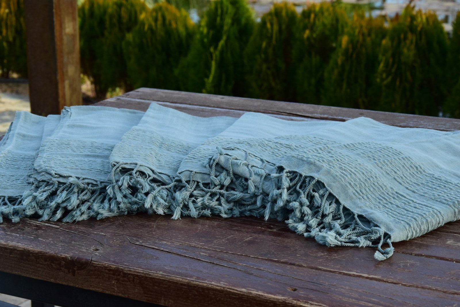 Personalized Green Stonewashed Turkish Towel – Soft Cotton Peshtemal for Bath, Beach, or Spa