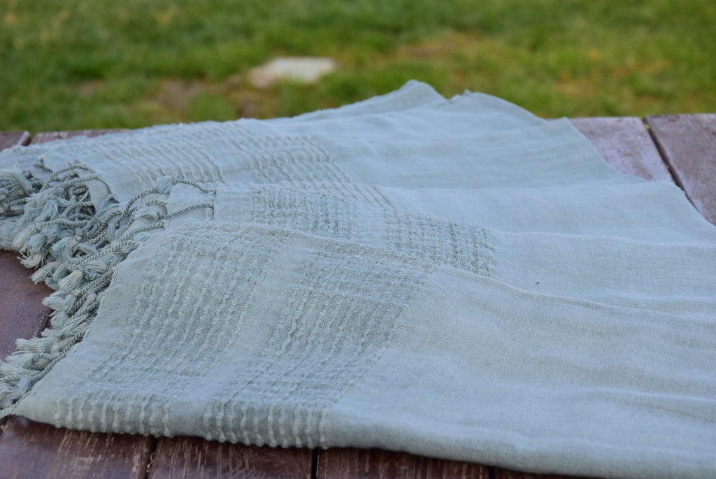 Personalized Green Stonewashed Turkish Towel – Soft Cotton Peshtemal for Bath, Beach, or Spa
