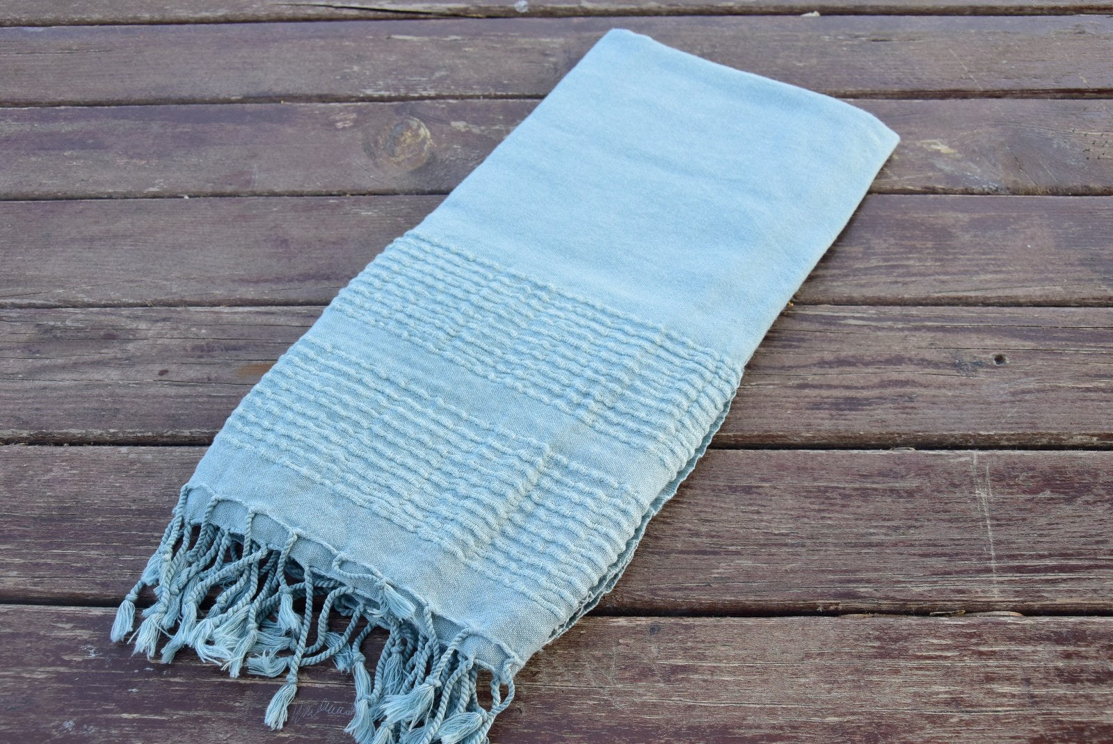 Personalized Green Stonewashed Turkish Towel – Soft Cotton Peshtemal for Bath, Beach, or Spa