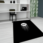 Minimalist Bat Signal & Gotham City Skyline Rug | Black Superhero Fan Mat