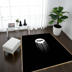 Minimalist Bat Signal & Gotham City Skyline Rug | Black Superhero Fan Mat