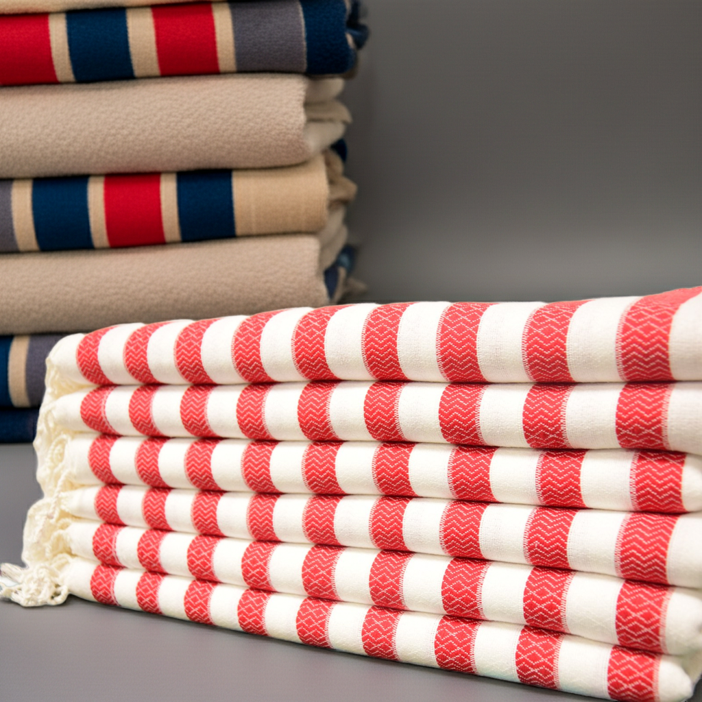 Red Striped Turkish Towel – Handmade Cotton Bath & Beach Towel, Personalized Gift for Her, Spa or Bridesmaid Gift, Christmas Home Decor