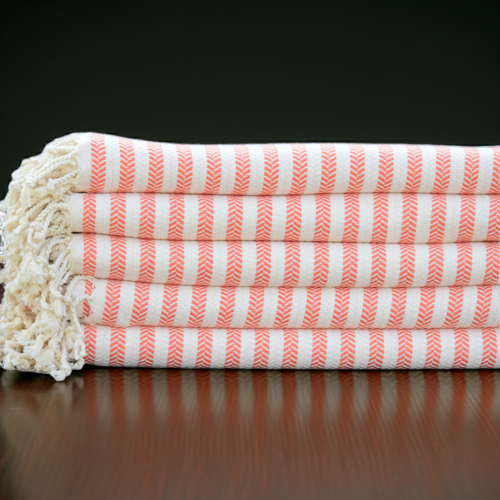 Orange Striped Turkish Towel – 100% Cotton Hammam Towel, Lightweight Spa & Bath Towel, Personalized Bridesmaid Gift, Bachelorette Party Favor, Summer Home Decor