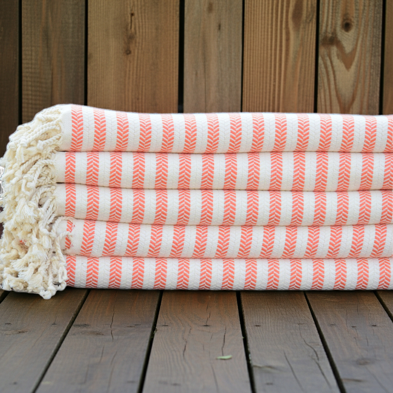 Orange Striped Turkish Towel – 100% Cotton Hammam Towel, Lightweight Spa & Bath Towel, Personalized Bridesmaid Gift, Bachelorette Party Favor, Summer Home Decor