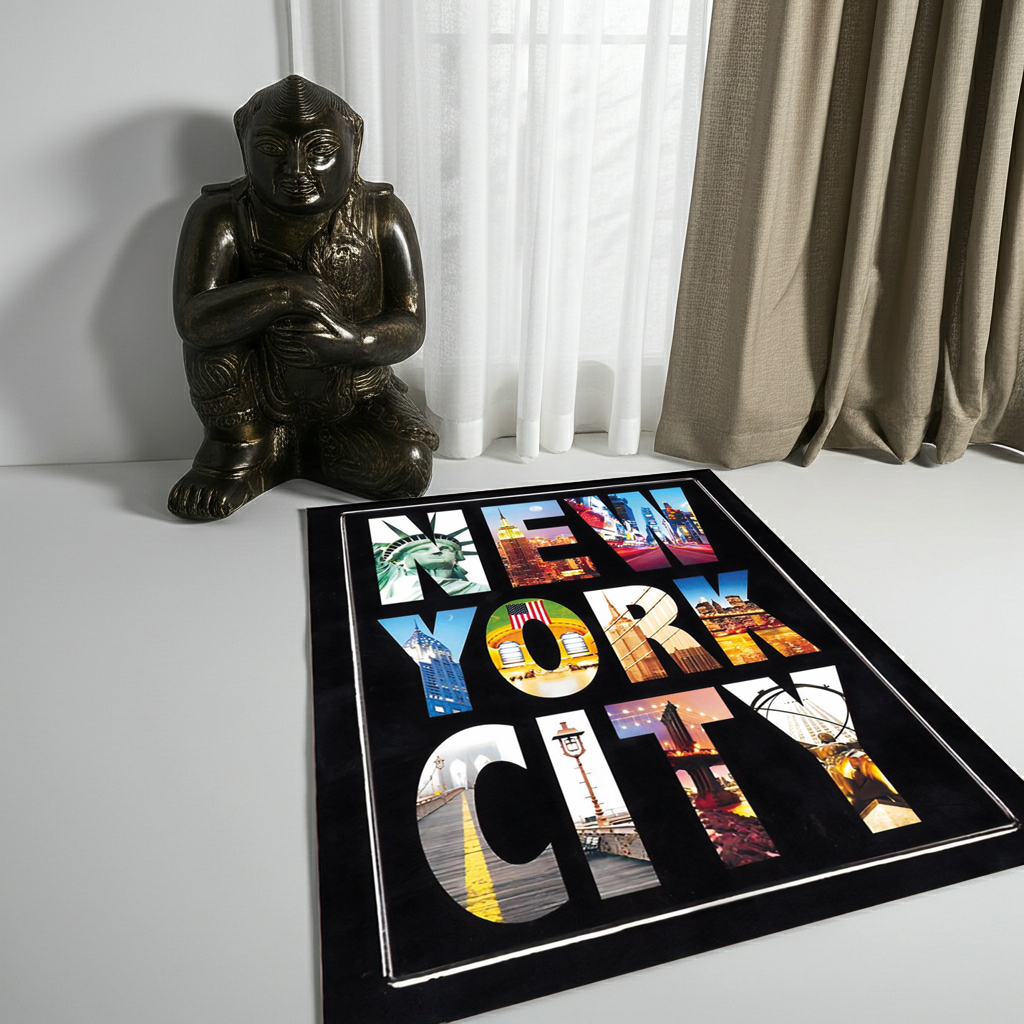 New York City (NYC) Skyline Area Rug | Urban City Theme Floor Mat