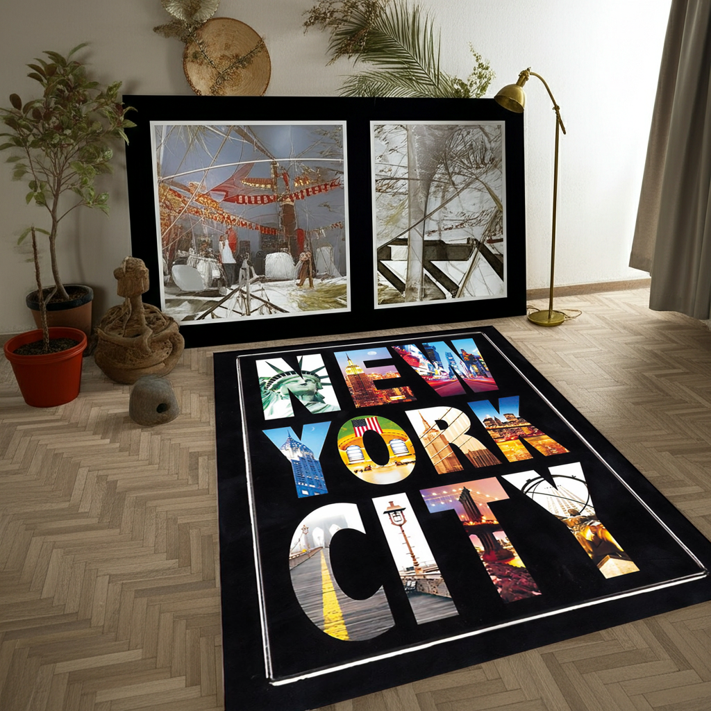 New York City (NYC) Skyline Area Rug | Urban City Theme Floor Mat