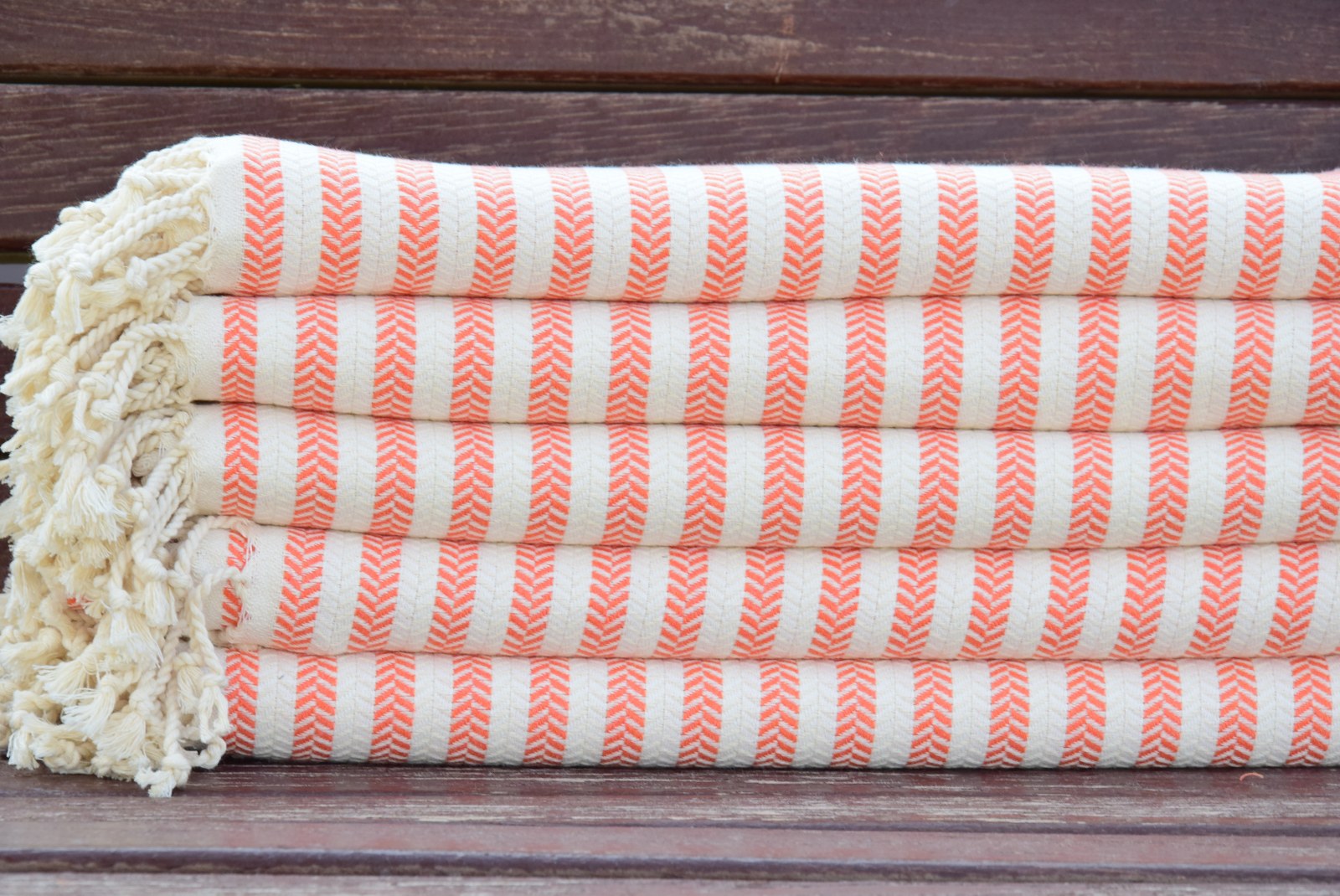 Orange Striped Turkish Towel – 100% Cotton Hammam Towel, Lightweight Spa & Bath Towel, Personalized Bridesmaid Gift, Bachelorette Party Favor, Summer Home Decor