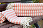 Orange Striped Turkish Towel – 100% Cotton Hammam Towel, Lightweight Spa & Bath Towel, Personalized Bridesmaid Gift, Bachelorette Party Favor, Summer Home Decor