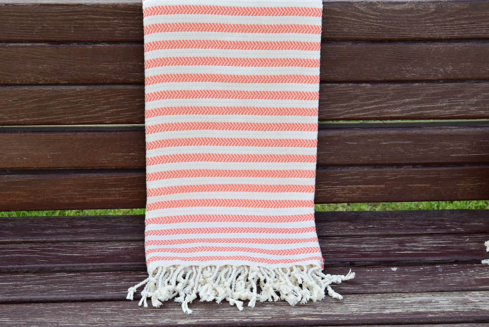 Orange Striped Turkish Towel – 100% Cotton Hammam Towel, Lightweight Spa & Bath Towel, Personalized Bridesmaid Gift, Bachelorette Party Favor, Summer Home Decor
