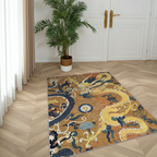 Oriental Dragon Area Rug | Traditional Chinese Mythological Art Floor Mat