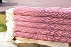 Red Diamond Turkish Towel – 100% Cotton Handwoven Hammam Towel, Boho Bath & Spa Towel, Personalized Gift for Her, Bridesmaid or Home Decor