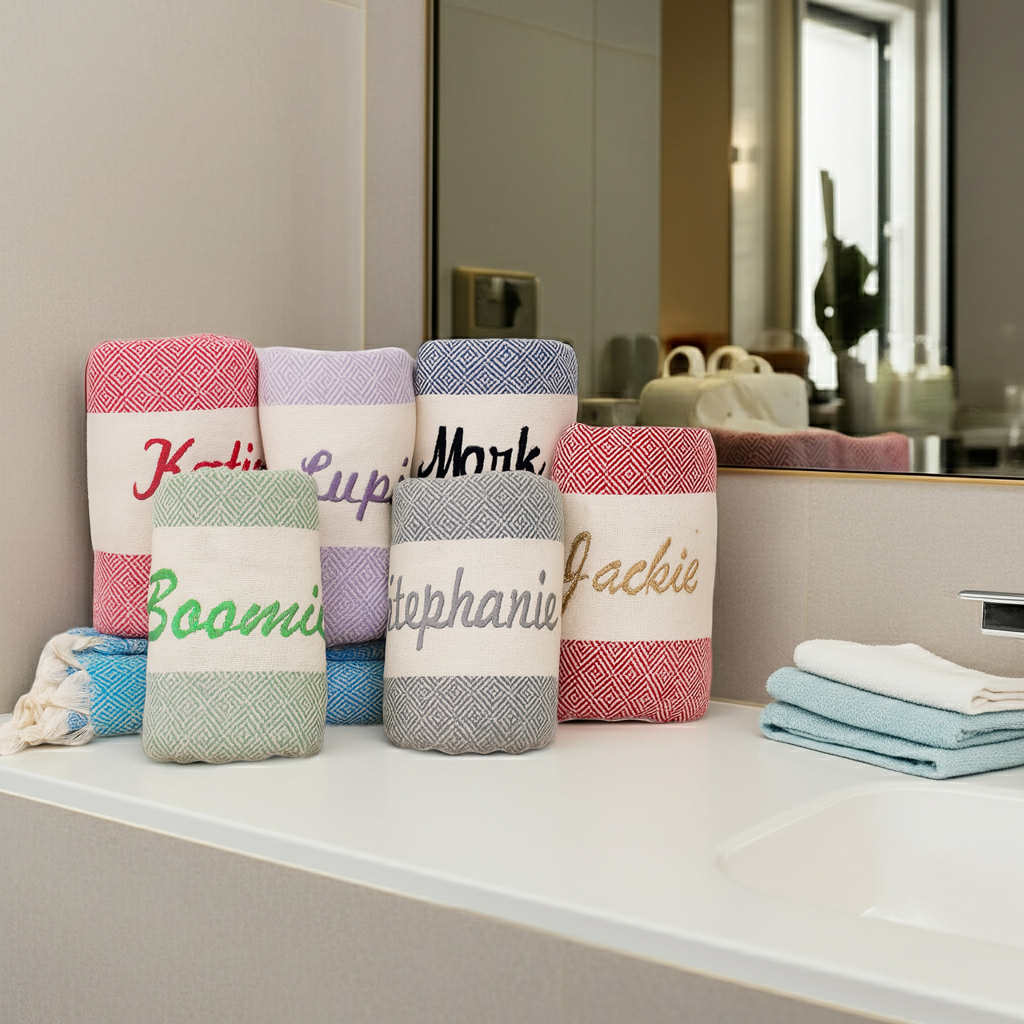 Personalized Turkish Towel – Bridesmaid Gift, Christmas Gift, Bachelorette Party Favor, Custom Name Spa Towel