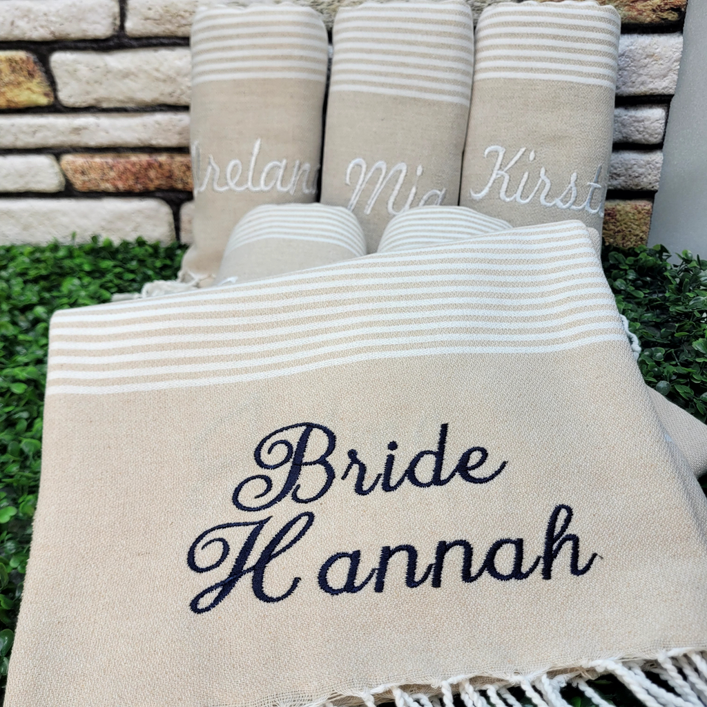 Personalized Turkish Towel – Custom Name Embroidered Peshtemal