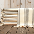 Black Striped Turkish Towel – Personalized Gift, Natural Cotton Peshtemal, Farmhouse Style Spa & Guest Towel