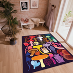 Vibrant & Colorful Mushroom Art Rug | Custom Designed Floor Mat