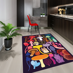 Vibrant & Colorful Mushroom Art Rug | Custom Designed Floor Mat