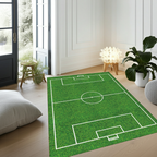 Soccer Field Area Rug | Realistic Green Grass Turf Design Floor Mat