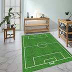 Soccer Field Area Rug | Realistic Green Grass Turf Design Floor Mat