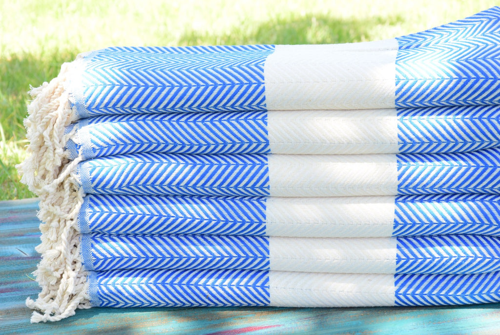 Personalized Blue Turkish Towels – Custom Embroidered Gift for Bridesmaids, Spa & Home