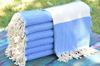 Personalized Blue Turkish Towels – Custom Embroidered Gift for Bridesmaids, Spa & Home