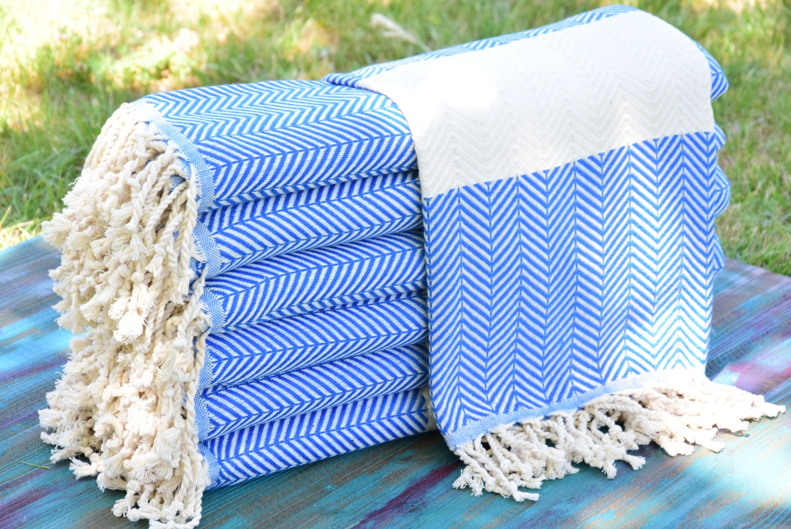 Personalized Blue Turkish Towels – Custom Embroidered Gift for Bridesmaids, Spa & Home