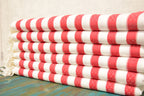 Red Striped Turkish Towel – Handmade Cotton Bath & Beach Towel, Personalized Gift for Her, Spa or Bridesmaid Gift, Christmas Home Decor
