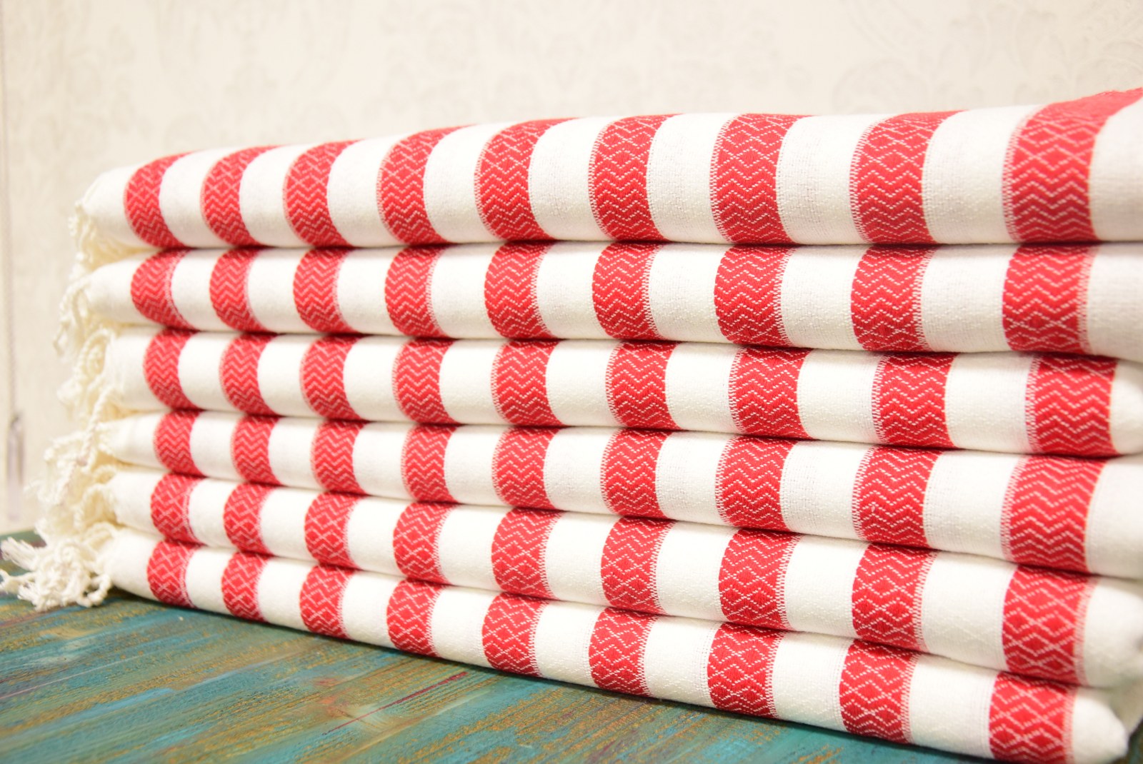 Red Striped Turkish Towel – Handmade Cotton Bath & Beach Towel, Personalized Gift for Her, Spa or Bridesmaid Gift, Christmas Home Decor