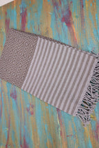 Brown Chevron Turkish Towel – Personalized Embroidered Gift, Bridesmaid Spa Favor, Handmade Cotton Bath & Beach Towel, Custom Name Gift for Her