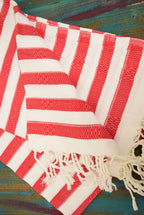 Red Striped Turkish Towel – Handmade Cotton Bath & Beach Towel, Personalized Gift for Her, Spa or Bridesmaid Gift, Christmas Home Decor