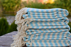 Turquoise Striped Turkish Towel – 100% Cotton Hammam Towel, Soft Spa & Bath Towel, Personalized Bridesmaid Gift, Bachelorette Party Favor, Summer Beach Decor
