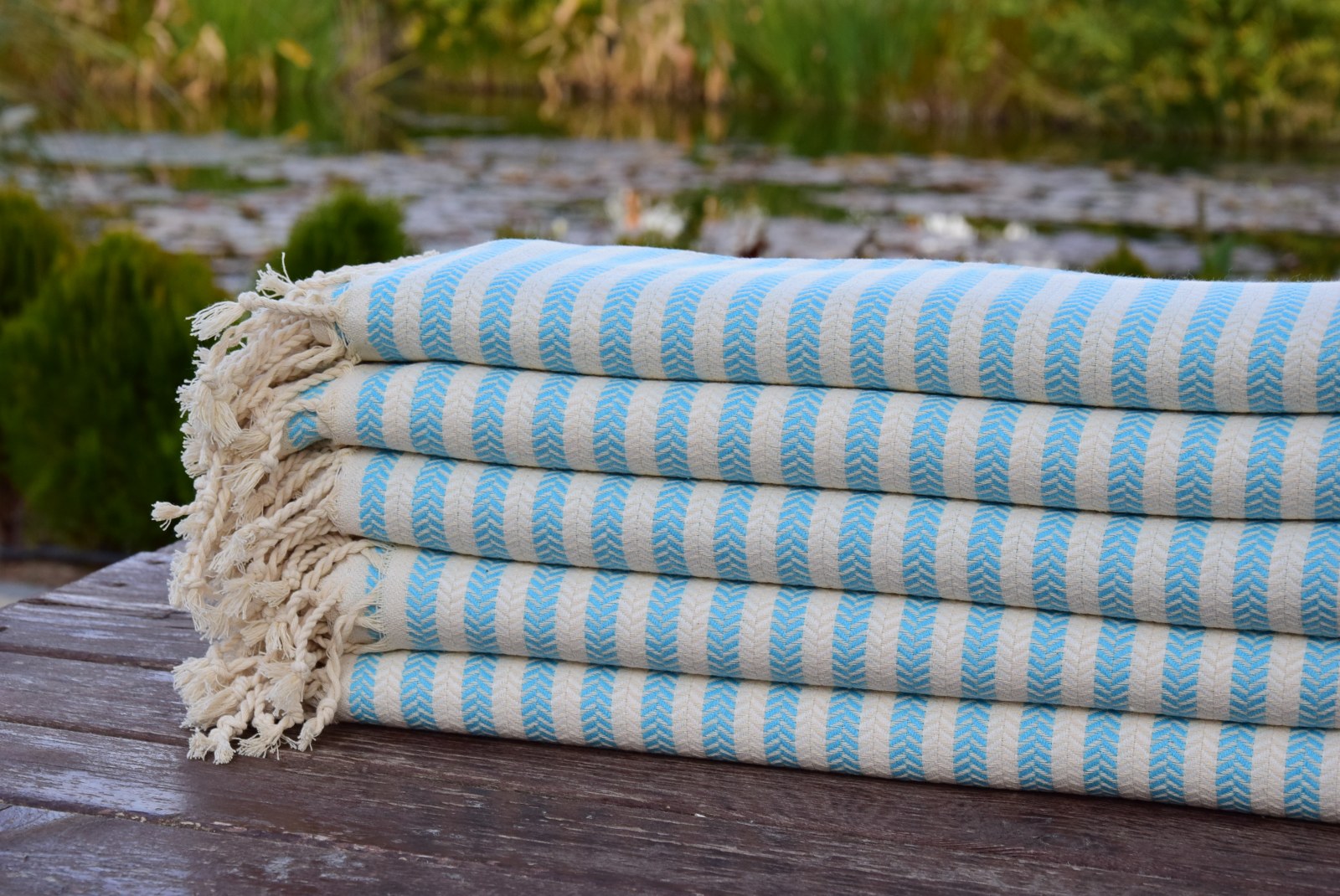Turquoise Striped Turkish Towel – 100% Cotton Hammam Towel, Soft Spa & Bath Towel, Personalized Bridesmaid Gift, Bachelorette Party Favor, Summer Beach Decor