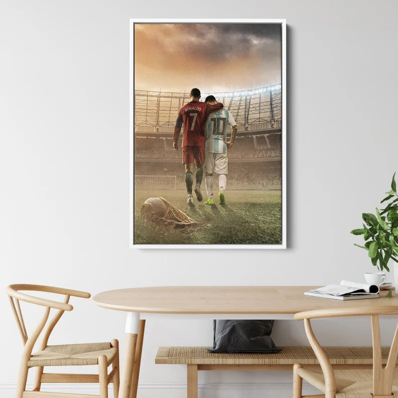 Ronaldo and Messi Canvas Wall Art | Football Legends Soccer Poster Print