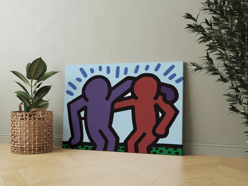 Colorful Pop Art Dancing Figures Canvas Wall Art – Abstract Modern Poster Print for Living Room Decor