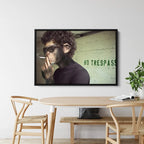 Cool Monkey Smoking Canvas Wall Art – Funny Retro Animal Print for Modern Home, Bar, and Office Decor