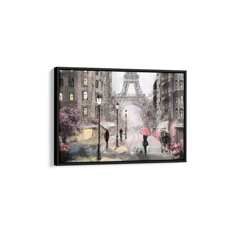 Eiffel Tower Paris Oil Painting Canvas Art | Romantic Rainy Street Scene Print