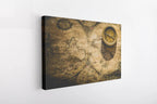 Vintage World Map Canvas Wall Art | Antique Compass & Explorer Theme Print