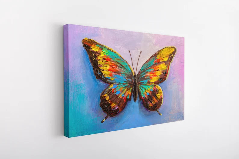 Colorful Butterfly Canvas Wall Art – Vibrant Abstract Nature Painting Print for Modern Home Decor