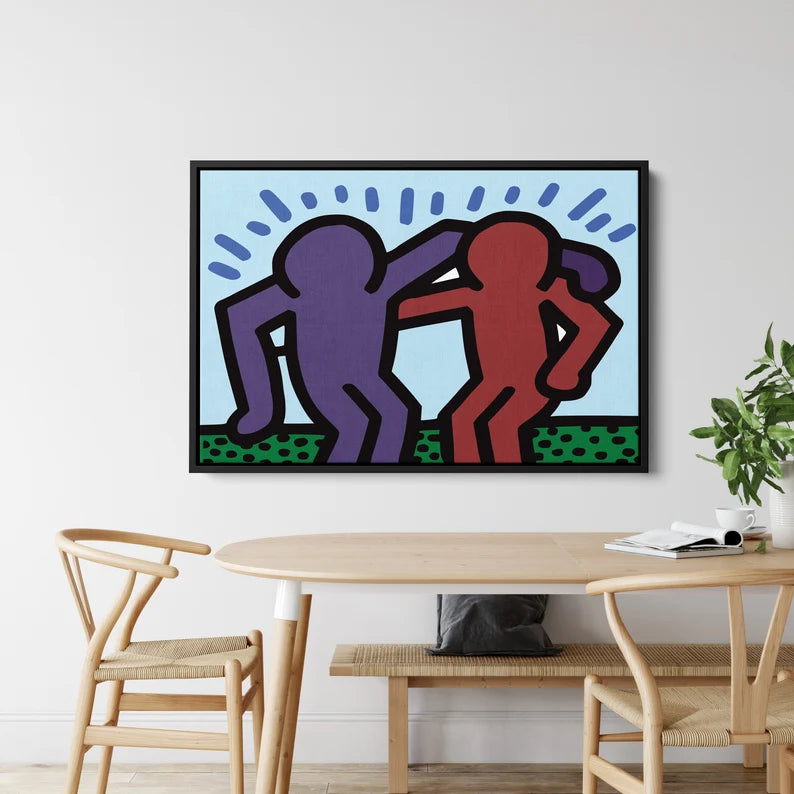 Colorful Pop Art Dancing Figures Canvas Wall Art – Abstract Modern Poster Print for Living Room Decor