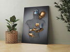 Abstract Metallic Couple Canvas Wall Art – Modern Love Sculpture Print for Contemporary Home Decor