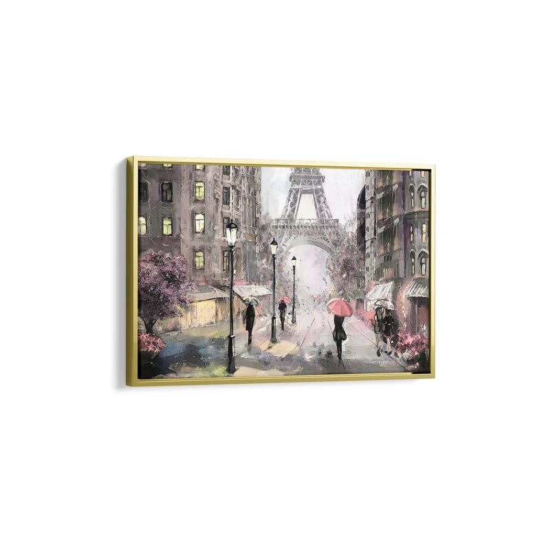Eiffel Tower Paris Oil Painting Canvas Art | Romantic Rainy Street Scene Print