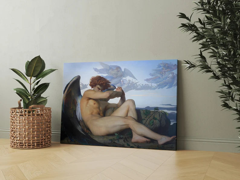 Fallen Angel Canvas Wall Art – Classic Mythological Painting Print by Alexandre Cabanel for Elegant Home Decor