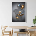 Abstract Metallic Couple Canvas Wall Art – Modern Love Sculpture Print for Contemporary Home Decor