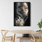 Black and Gold Woman Portrait Canvas Art | Modern Luxury Wall Decor | Framed Abstract Print