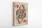 Queen of Hearts Vintage Playing Card Canvas Wall Art – Retro Poker Print for Game Room and Bar Decor