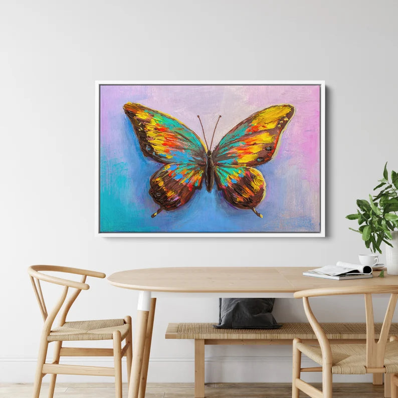 Colorful Butterfly Canvas Wall Art – Vibrant Abstract Nature Painting Print for Modern Home Decor