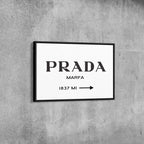 Prada Marfa Canvas Wall Art – Minimalist Fashion Poster Print for Modern Bedroom and Office Decor