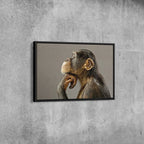 Thinking Chimpanzee Canvas Wall Art – Funny Animal Portrait Print for Modern Living Room Decor