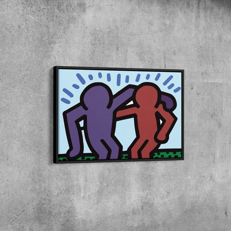 Colorful Pop Art Dancing Figures Canvas Wall Art – Abstract Modern Poster Print for Living Room Decor