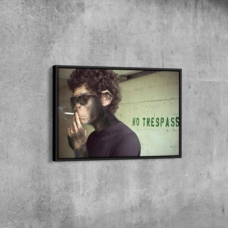 Cool Monkey Smoking Canvas Wall Art – Funny Retro Animal Print for Modern Home, Bar, and Office Decor
