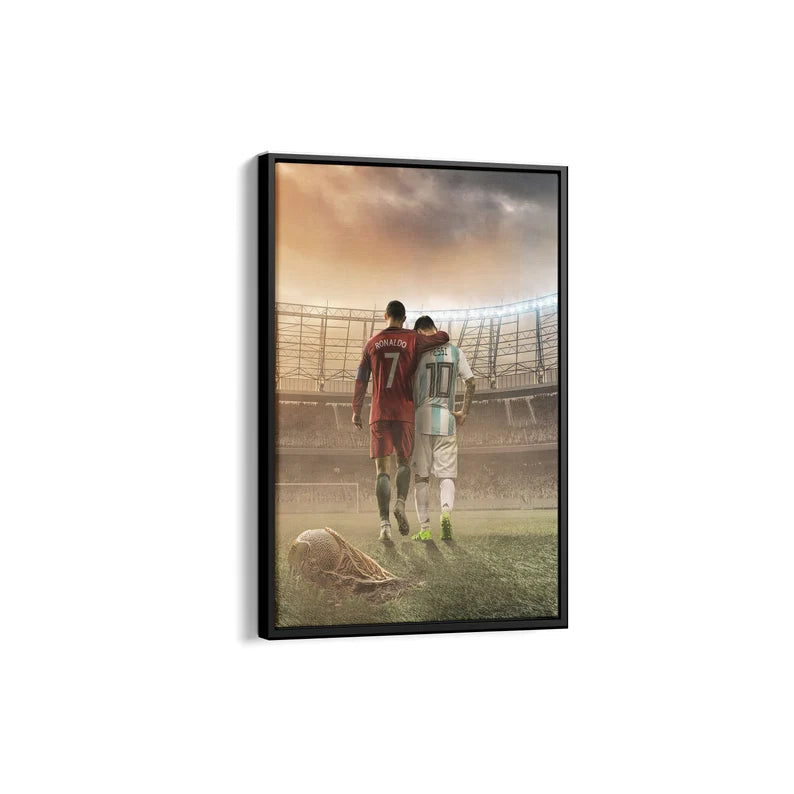 Ronaldo and Messi Canvas Wall Art | Football Legends Soccer Poster Print